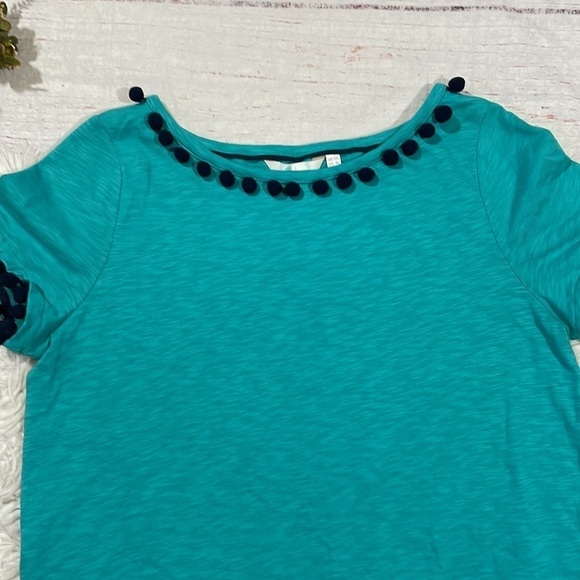Boden Bridget Turquoise Teal Pom Pom Jersey Mini Dress Long Fit - Picture 7 of 12